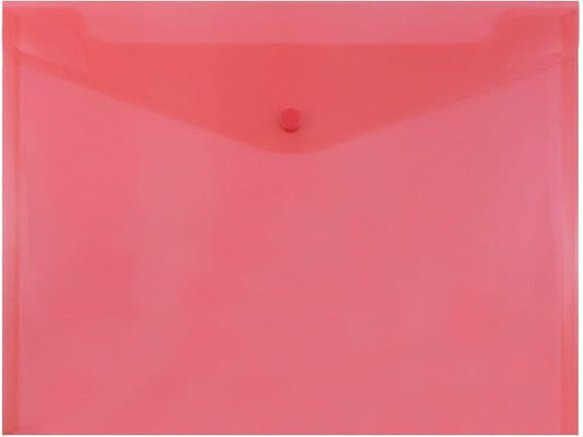 JAM PAPER Plastic Envelopes with Snap Closure - Letter Booklet - 9 3/4 x 13 - Red - 3/Pack