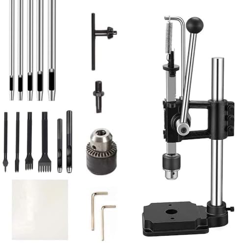 Leather Hole Puncher Hand Punching Machine Manual Press Puncher Punch Tools for DIY Craft (with Chuck, PP Plate, 4* Leather Prong Punch,7*Circular Punch)