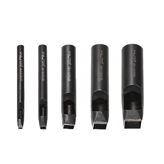 WUTA Square Leather Hole Punch,5PCS Steel Hollow Punch Tool Set for Belt,Watch Band,Leather Crafting（4mm+6mm+10mm+15mm+25mm ）