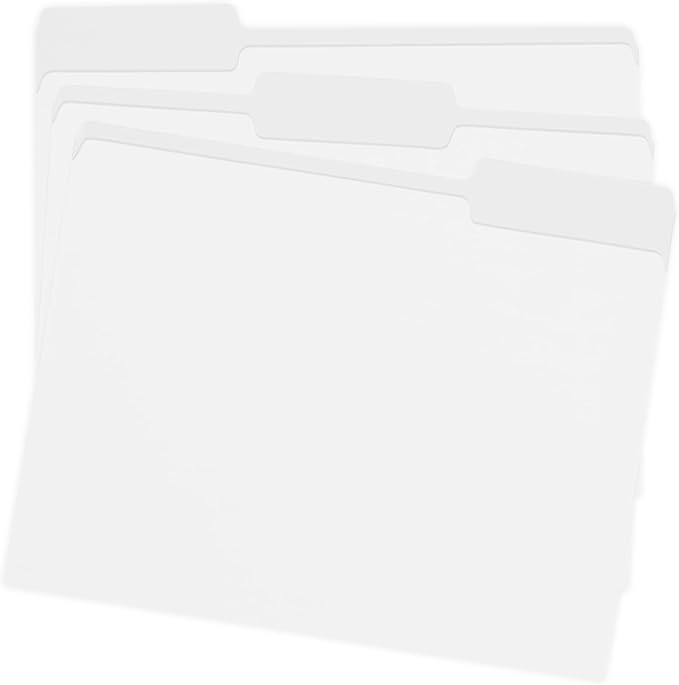 18pack White File Folders,1/3 Cut Tab with Assorted Positions,Letter Size,Great for Organizing and Easy File Storage