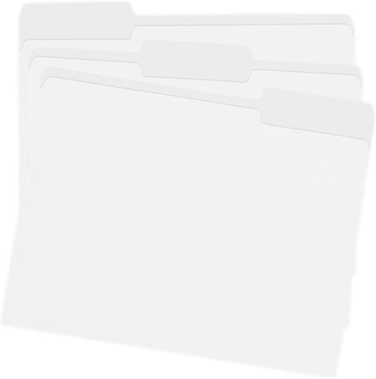 18pack White File Folders,1/3 Cut Tab with Assorted Positions,Letter Size,Great for Organizing and Easy File Storage