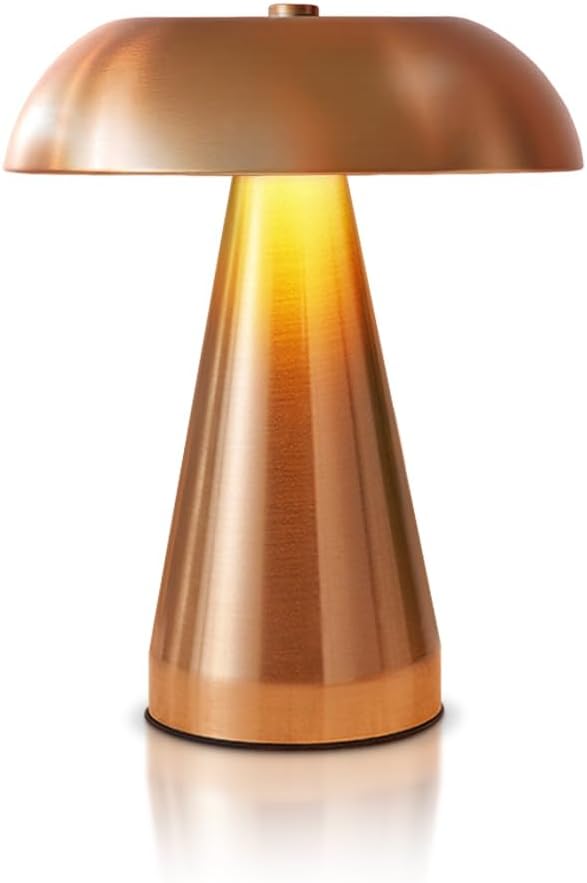 Portable LED Table Lamp, Cordless Metal Desk Lamp,3 Color Touch Control Rechargeable Lamp,3-Levels Brightness Room Decor Desk Lamp,Bedside Lamp,Dining Room Lamp (Rose Gold)