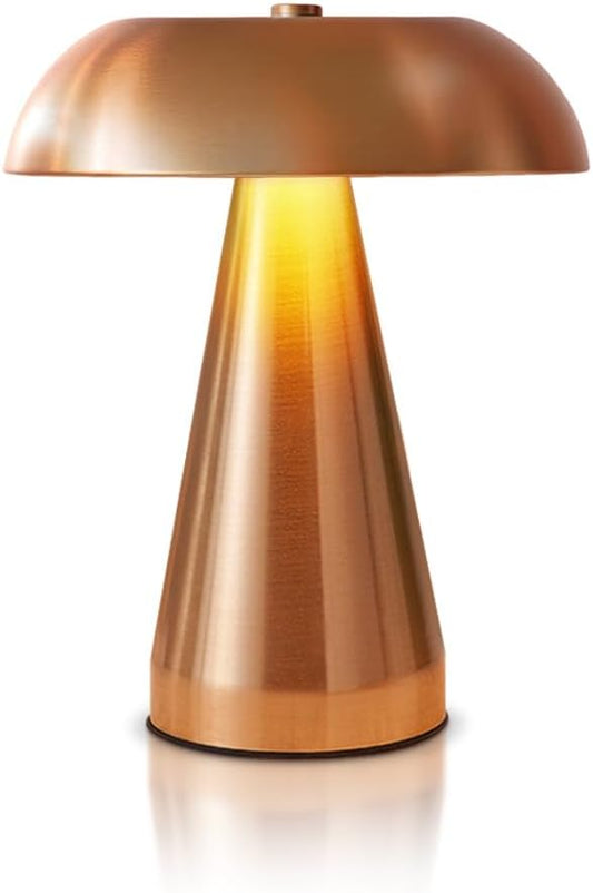 Portable LED Table Lamp, Cordless Metal Desk Lamp,3 Color Touch Control Rechargeable Lamp,3-Levels Brightness Room Decor Desk Lamp,Bedside Lamp,Dining Room Lamp (Rose Gold)