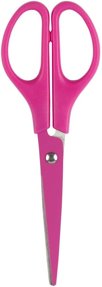 JAM PAPER Arts & Crafts Scissors - 6 3/4 Inch - Fuchsia Pink - Ergonomic Handle & Stainless Steel Pointed Tip Blades - Sold Individually