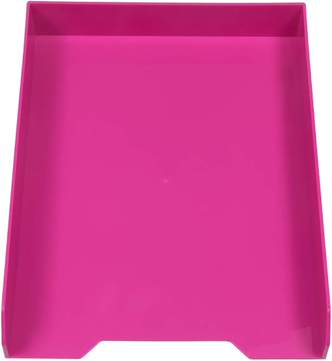 JAM PAPER Stackable Paper Trays - Pink - Desktop Document, Letter, & File Organizer Tray - Sold Individually
