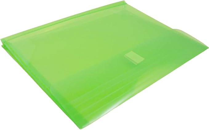 JAM PAPER Plastic Expansion Envelopes with Hook & Loop Closure - Letter Booklet - 9 3/4 x 13 with 1 Inch Expansion - Lime Green - 12/Pack
