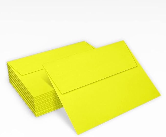 LUXPaper A7 Invitation Envelopes | Peel & Press | 5 1/4" x 7 1/4" | Citrus Yellow | 80lb. Text | 50 Qty