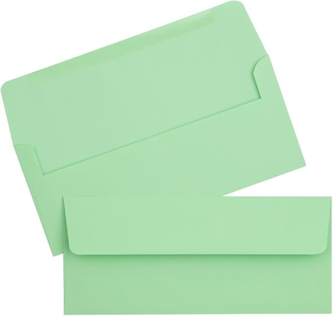 LUXPaper #10 Business Envelopes | 4 1/8" x 9 1/2" | Pastel Green | 60lb. Text | 50 Qty