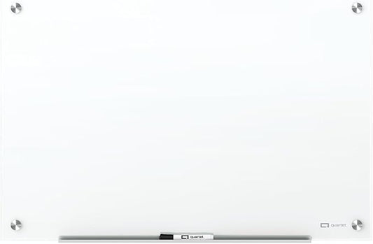 Quartet Magnetic Glass Dry Erase White Board, 24" x 18" Whiteboard, Frameless, Brilliance White High Contrast White Glass (G22418W)
