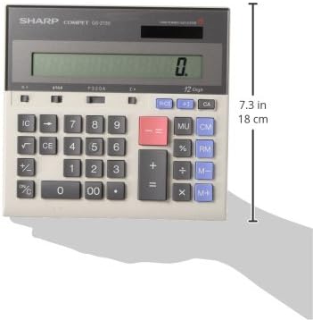 Sharp QS-2130 12-Digit Commercial Desktop Calculator with Kickstand, Arithmetic Logic, Battery and Solar Hybrid Powered LCD Display, Great for Home and Office Use
