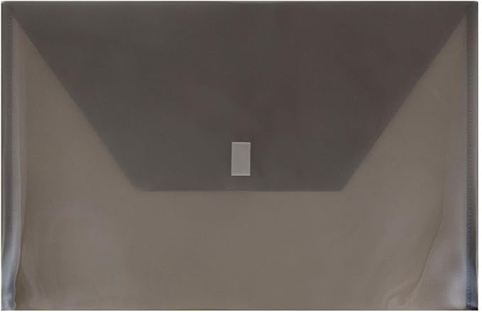 JAM PAPER Plastic Envelopes with Hook & Loop Closure - Legal Booklet - 9 3/4 x 14 1/2 - Smoke Gray - 3/Pack
