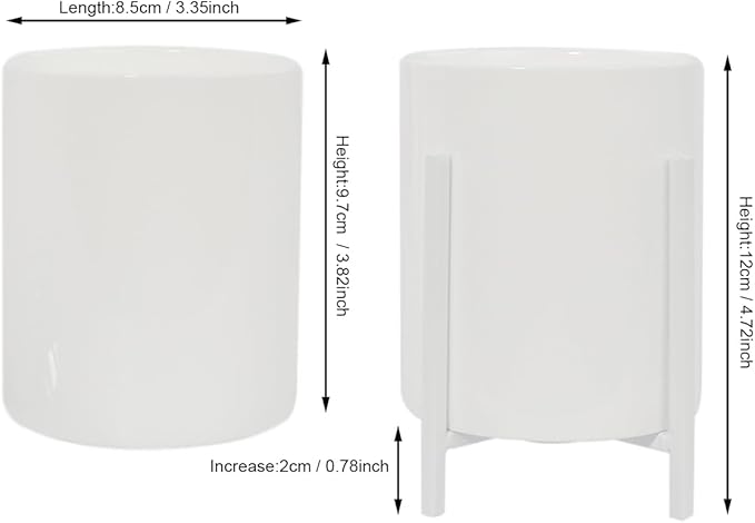 Ceramic Pen Holder for Desk, Durable Ceramic Pencil Cup Holder for Womens Girls, Makeup Cup for Brushes, with 4 Legs Metal Frame