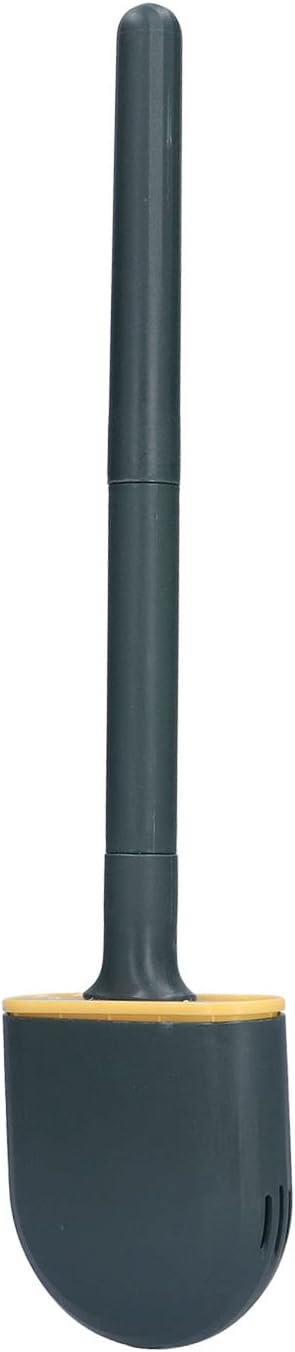KJAOYU Silicone Toilet Brush,Wall-Mounted Toilet Brush Drying Holder Set - with Detachable Handle Cleaning Tool for Home Hotel Bathroom - Orange(Green)