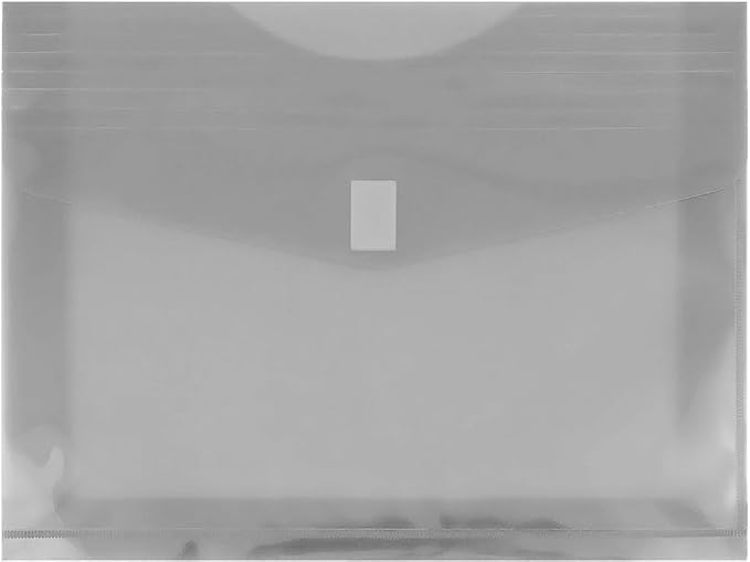 JAM PAPER Plastic Expansion Envelopes with Hook & Loop Closure - Letter Booklet - 9 3/4 x 13 with 2 Inch Expansion - Smoke Gray - 3/Pack