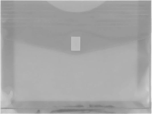 JAM PAPER Plastic Expansion Envelopes with Hook & Loop Closure - Letter Booklet - 9 3/4 x 13 with 2 Inch Expansion - Smoke Gray - 3/Pack