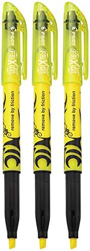 Pilot FriXion Light Erasable Highlighters, Chisel Tip, Yellow Ink, 3 Count