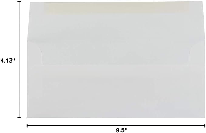 JAM PAPER #10 Business Strathmore Envelopes - 4 1/8 x 9 1/2 - Bright White Laid - 50/Pack