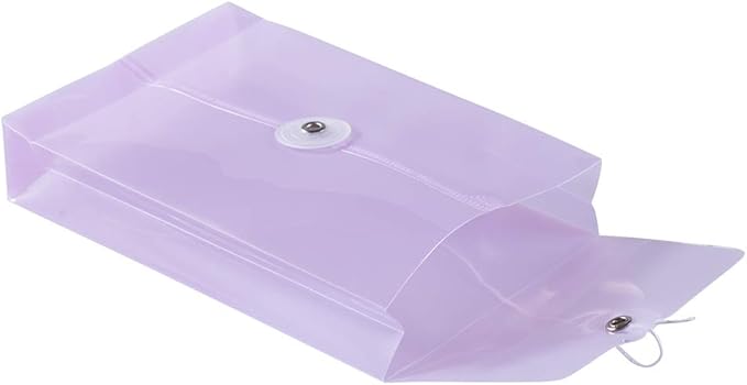 JAM PAPER Plastic Envelopes with Button & String Tie Closure - 4 1/4 x 6 1/4 - Lilac Purple - 12/Pack