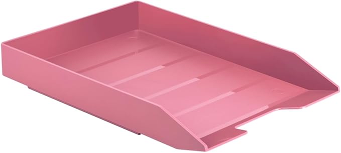 Acrimet Stackable Letter Tray Front Load, Letter Size, Plastic, Solid Pink Color, 1 Unit