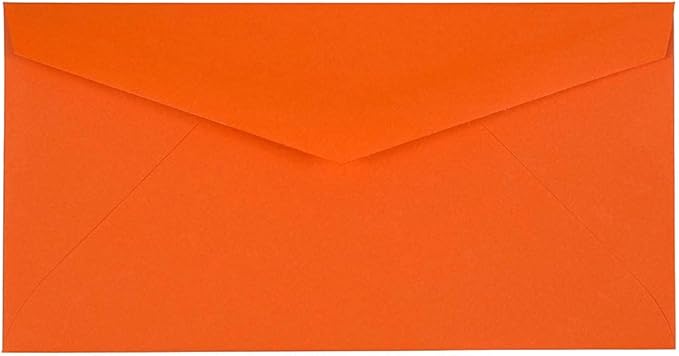 JAM PAPER Monarch Colored Envelopes - 3 7/8 x 7 1/2 - Orange Recycled - 50/Pack