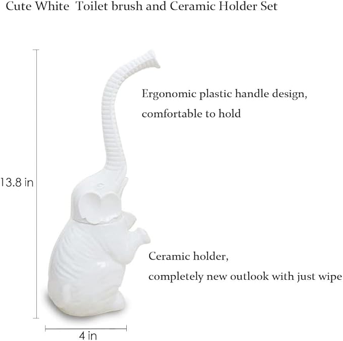AORTULL Toilet Brush and Holder Set,Modern Ceramic Toilet Bowl Brush Holder,Cute Bathroom Decor, Non-Scratch Bristles, Space-Saving White Household Cleaning Tool for Bathtub