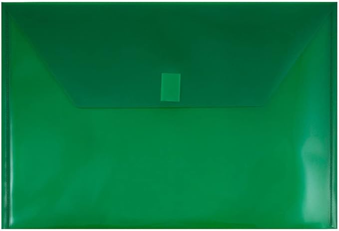 JAM PAPER Plastic Envelopes with Hook & Loop Closure - Legal Booklet - 9 3/4 x 14 1/2 - Assorted Colors - 6/Pack