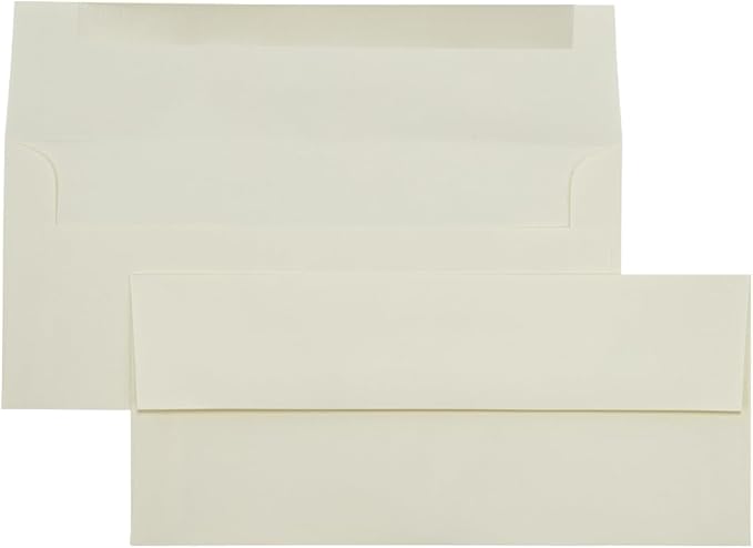 JAM PAPER #10 Business Strathmore Envelopes - 4 1/8 x 9 1/2 - Natural White Linen - 50/Pack
