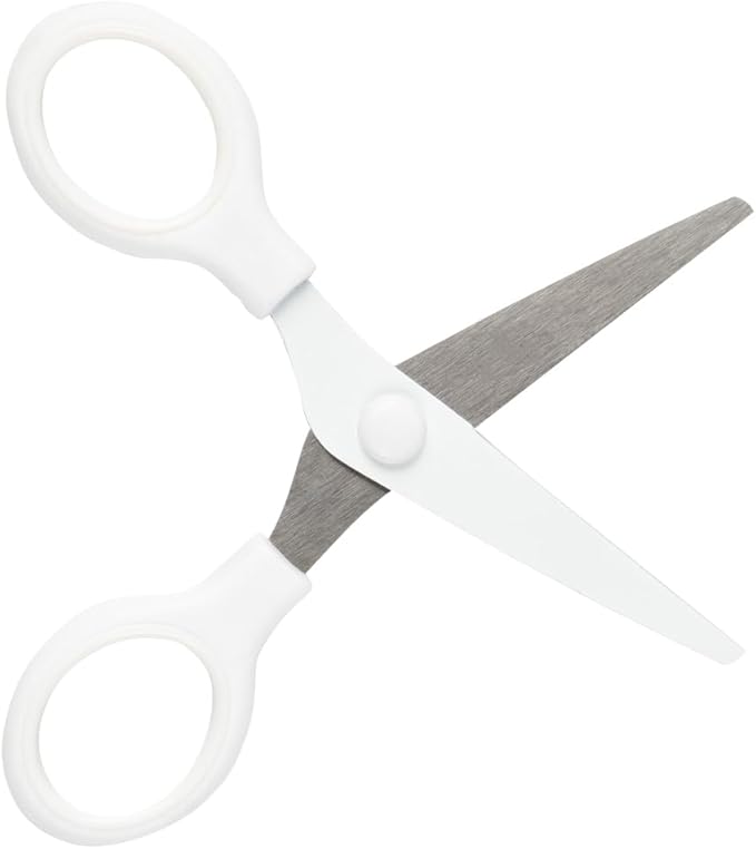 JAM PAPER Multi-Purpose Mini Scissors - 5 Inch - White - Soft Grip & Stainless Steel Precision Blades - Sold Individually