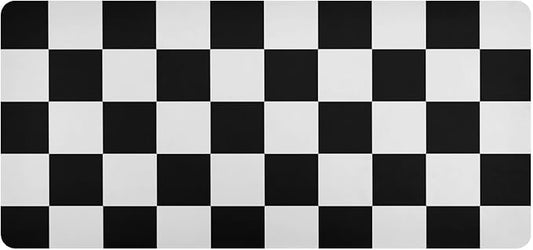 Mouse Pad Desk Mat Leather Desk Pad Large Gaming Desk Cover Protector Mat for Keyboard Computer Laptop Office Waterproof 47.2 x 23.6 Inch Checkered Black and White