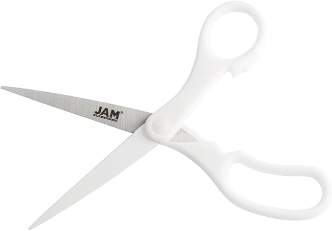 JAM PAPER Multi Purpose Scissors Set - White - Assorted Sizes - Ergonomic Handle & Stainless Steel Pointed Tip Blades - 3/Pack