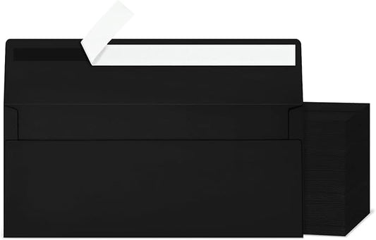 200 Pcs #10 Business Envelopes, Self Seal Standard Envelopes, Windowless Business Mailing Envelopes for Office, Checks, Letters, Invoices, Statements, Wedding, Size 4-1/8 x 9-1/2 inch (Black)