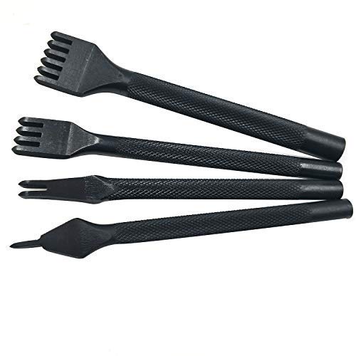 4pcs Alloy Stainless Steel Leather Craft Diamond Chisel Hole Punch Set for DIY Leather Crafting Precision 3mm 1/2/4/6 Prong