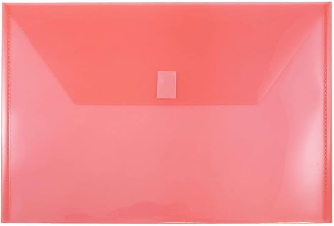 JAM PAPER Plastic Envelopes with Hook & Loop Closure - Legal Booklet - 9 3/4 x 14 1/2 - Red - 12/Pack