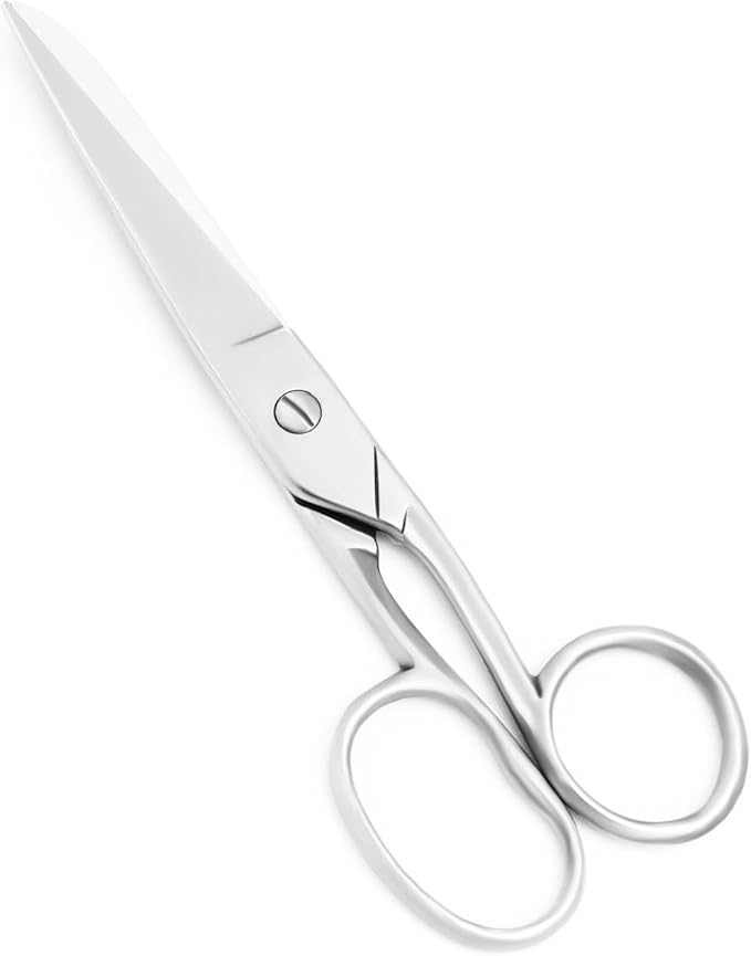 Silver Office Scissors, Heavy Duty Sewing, Tailor Fabric Sewing Paper Cutting Shears Stainless Steel Cutter Leather Art Craft Office Scissors (6 Inch)