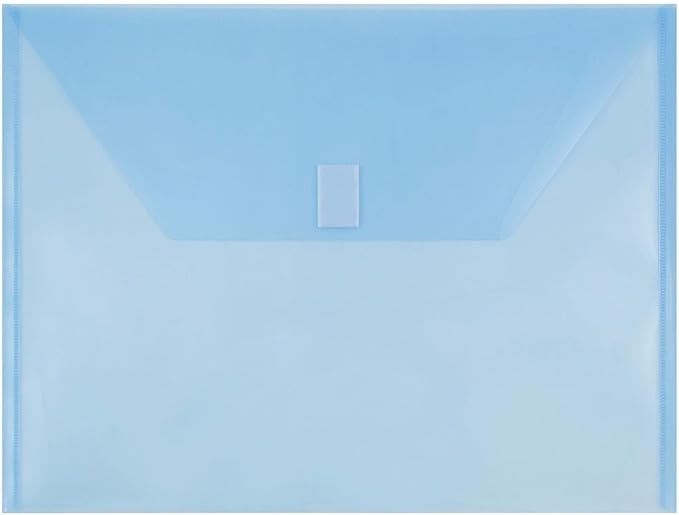 JAM PAPER Plastic Envelopes with Hook & Loop Closure - Letter Booklet - 9 3/4 x 13 - Blue - 3/Pack
