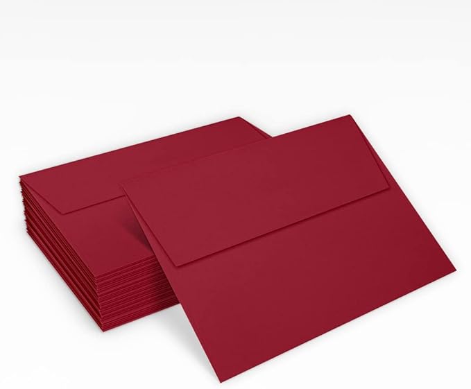 LUXPaper A7 Invitation Envelopes | Peel & Press | 5 1/4" x 7 1/4" | Garnet Red | 80lb. Text | 50 Qty