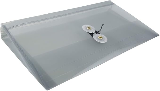 JAM PAPER Plastic Envelopes with Button & String Tie Closure - #10 Business Booklet - 5 1/4 x 10 - Smoke Gray - 3/pack