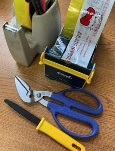 WOD TTD1SD Tabletop Steel Desktop Tape Dispenser, Blue & Gray - Fits Tape up to 1 inch Wide, Holds 3 inch core, Weighted Rubber Base for Stability