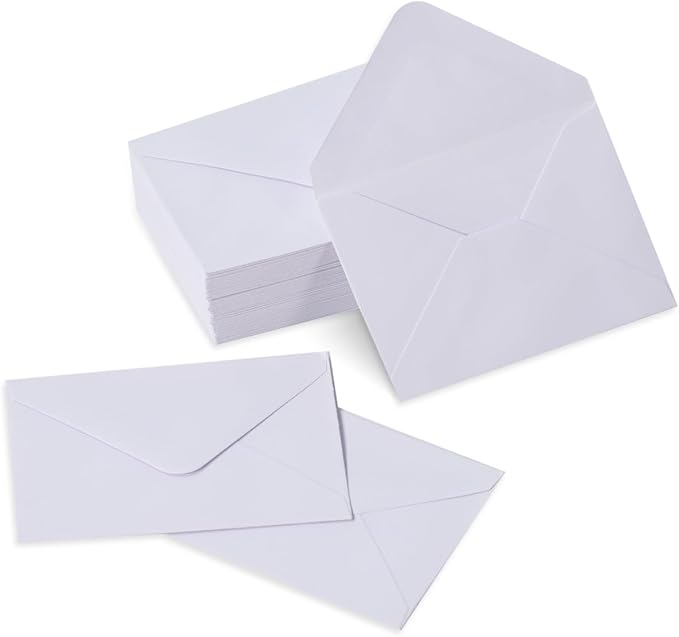 100 Pack 4 x 2.75" Mini Envelopes 120GSM Gift Card White Envelopes Bulk Small Paper Gift Card Sleeves Greeting Card Business Card Brown Tiny Envelope Pockets for Card & Invitation