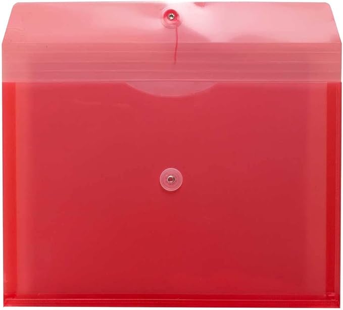 JAM Paper Plastic Envelope with Button and String Tie Closure - Legal Booklet - 9 3/4" x 14 1/2" x 1 1/4"- Assorted Primary Colors - 6/pack