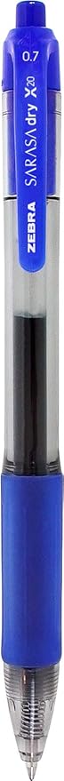 Zebra Pen Sarasa Dry X20 Retractable Gel Pens, 0.7mm Medium Point, Assorted Ink Colors with Rapid Dry Ink Technology, Ideal for Office Supplies and School Supplies, 10-Pack (46881)