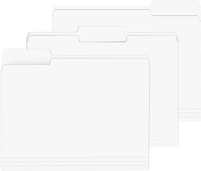 File Folder, PANDRI 120 Pack File Folder, 1/3 Cut Tab, Letter Size, Filing Folder for Office School Business, White