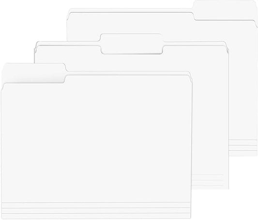 File Folder, PANDRI 120 Pack File Folder, 1/3 Cut Tab, Letter Size, Filing Folder for Office School Business, White