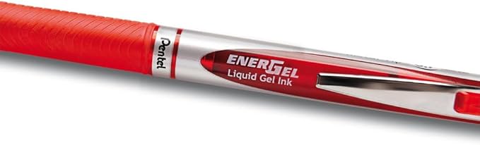 Pentel BL77-BO Energel XM Retractable Gel Pen with 0.7 mm Tip, 0.35 mm Line Width - Red, Pack of 12