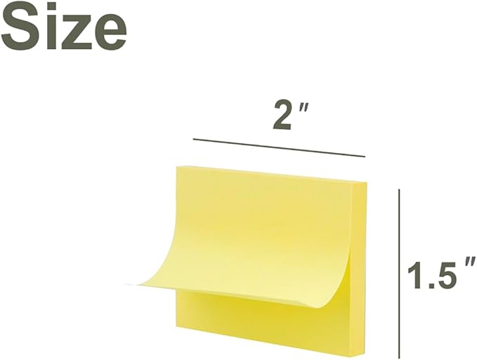 (50 Pads) Sticky Notes 1.5x2, Sticky Pads, Recyclable, Self-Stick Pads, Easy to Post for Home, Office, Notebook (yeelow)