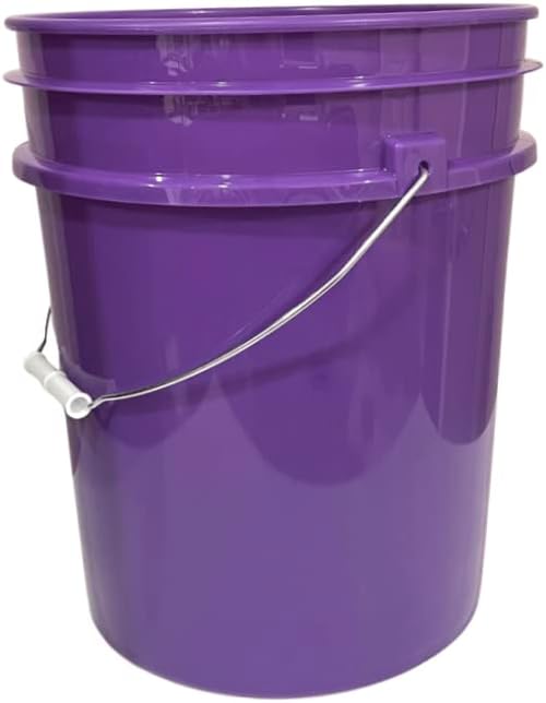 House Naturals 5 Gallon Purple Food Grade Plastic Bucket with Screw on Airtight lid, BPA Free, Made in USA (Pack of 3) (Purple Buckets with Black lids)