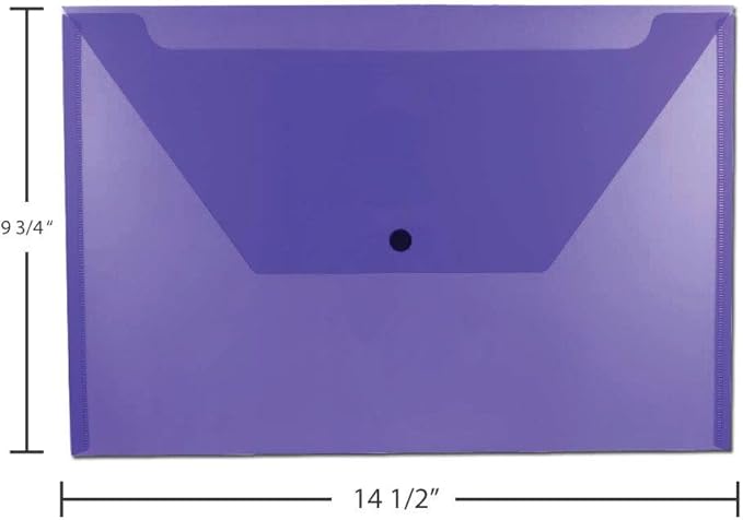 JAM PAPER Plastic Envelopes with Snap Closure - Legal Booklet - 9 3/4 x 14 1/2 - Purple - 3/Pack