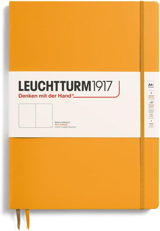 LEUCHTTURM1917 - Notebook Hardcover Master Slim A4+ - 123 Numbered Pages for Writing and Journaling (Rising Sun, Plain)