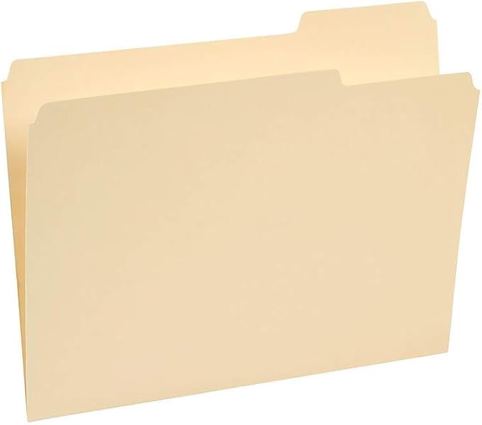 Staples 516564 100% Recycled File Folders 3-Tab Letter Size Manila 250/BX