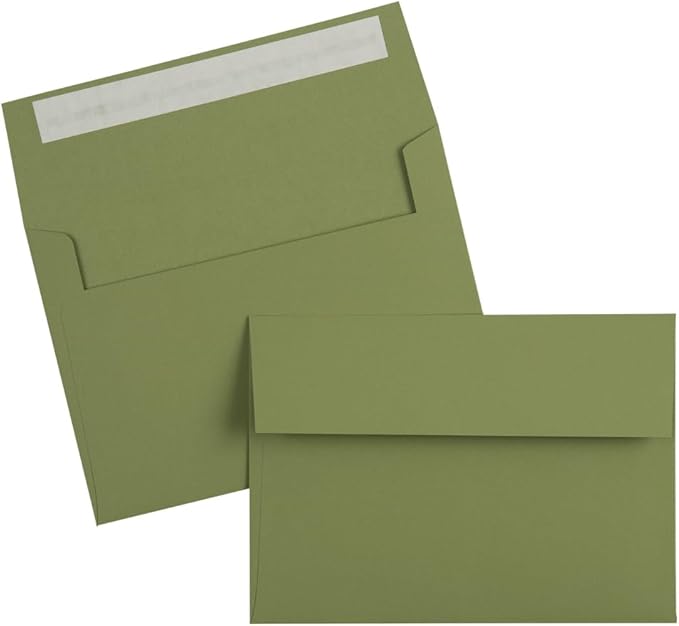 LUXPaper A7 Invitation Envelopes | Peel & Press | 5 1/4" x 7 1/4" | Avocado Green | 70lb. Text | 1000 Qty